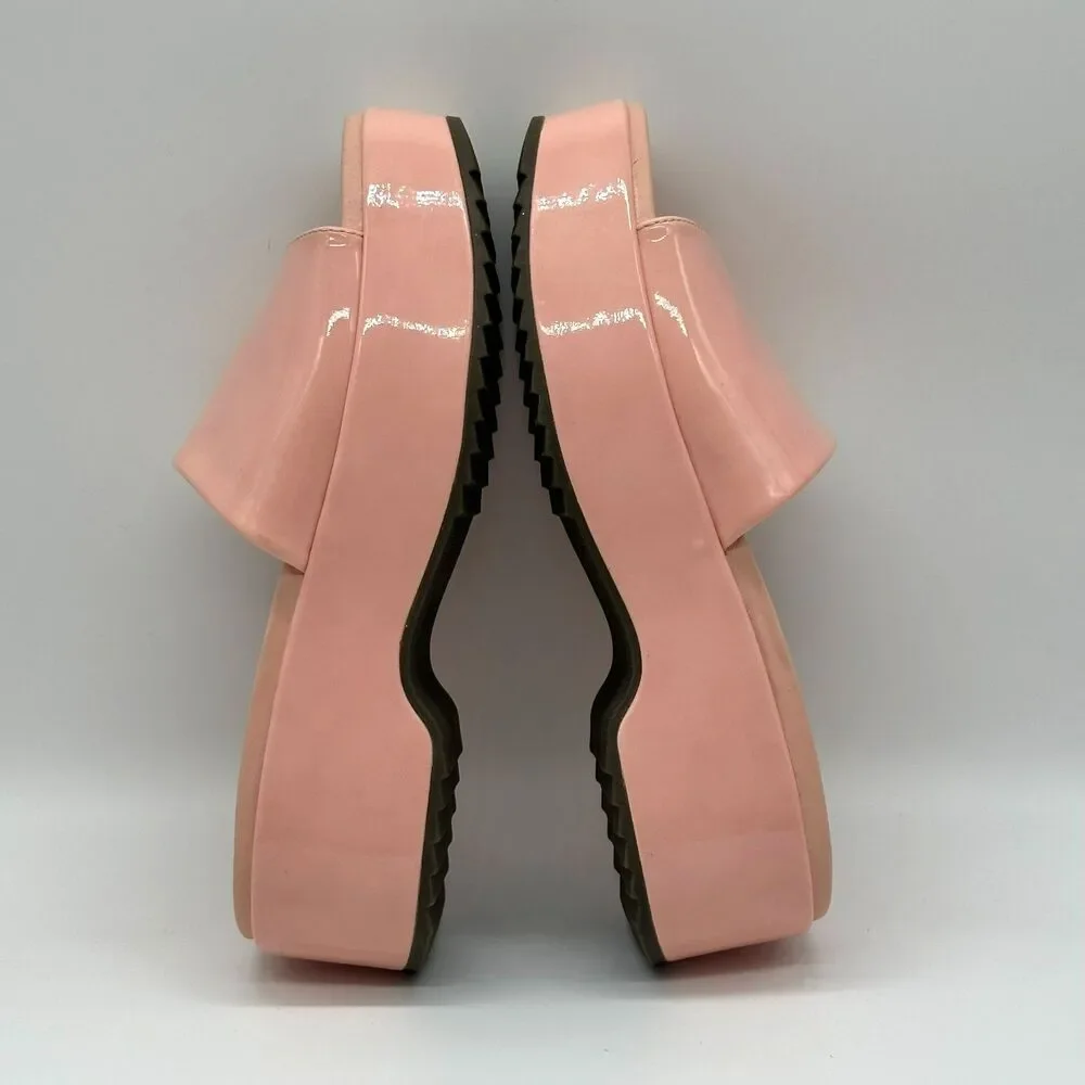 Vionic Trista Pink Platform Slide Sandal Shoes Womens Size 8 Patent Leather Heel